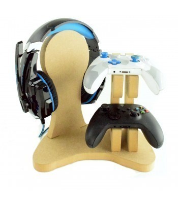 18mm Freestanding MDF Single Gaming Headset & Double X Box Controller Holder - X Box Controller Base 